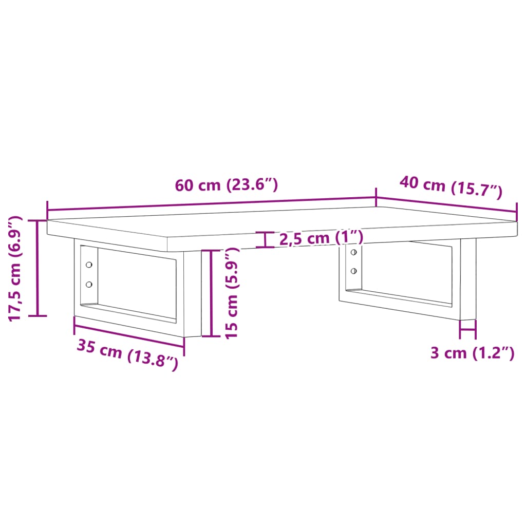 vidaXL Basin Shelf Wall Mounted Steel and Solid Wood Beech