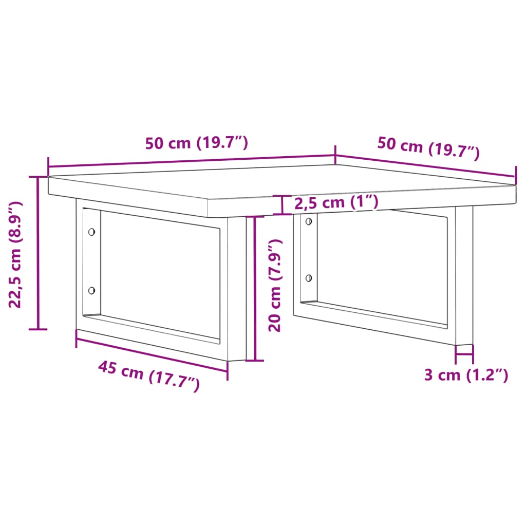 vidaXL Basin Shelf Wall Mounted Steel and Solid Wood Beech
