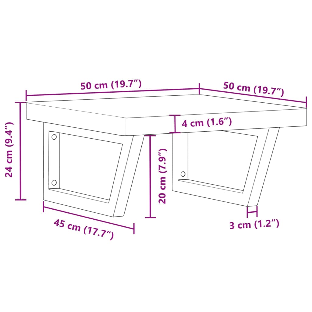 vidaXL Basin Shelf Wall Mounted Steel and Solid Wood Beech