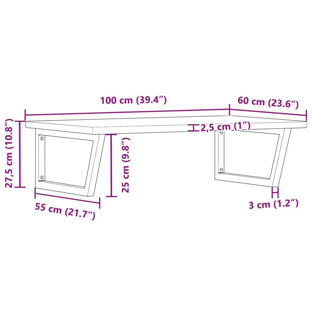 vidaXL Basin Shelf Wall Mounted Steel and Solid Wood Oak
