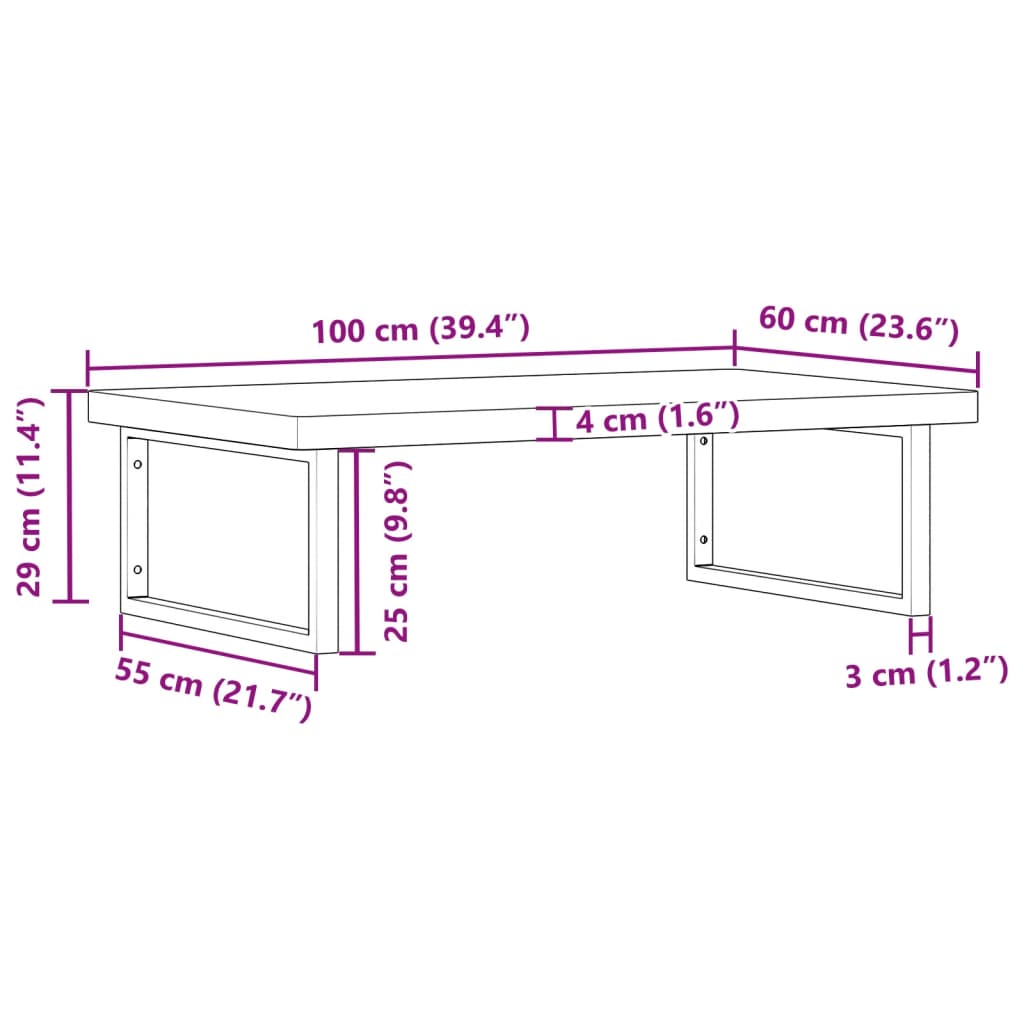 vidaXL Basin Shelf Wall Mounted Steel and Solid Wood Beech