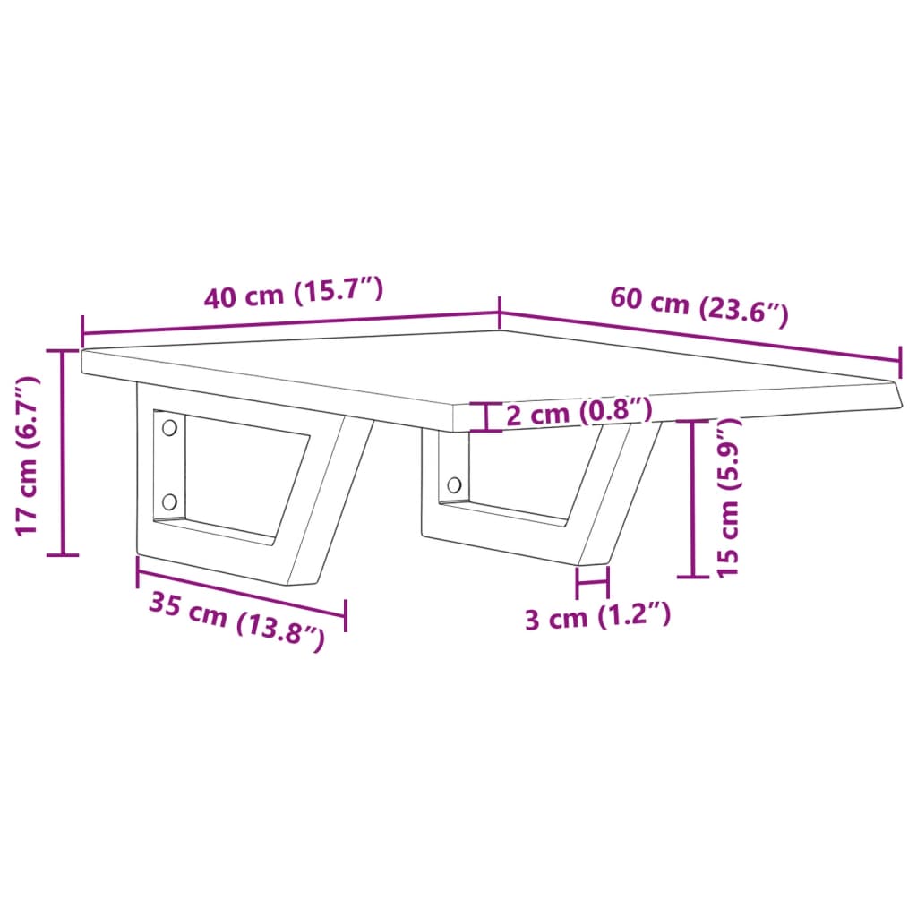 vidaXL Basin Shelf Wall Mounted Steel and Solid Wood Oak