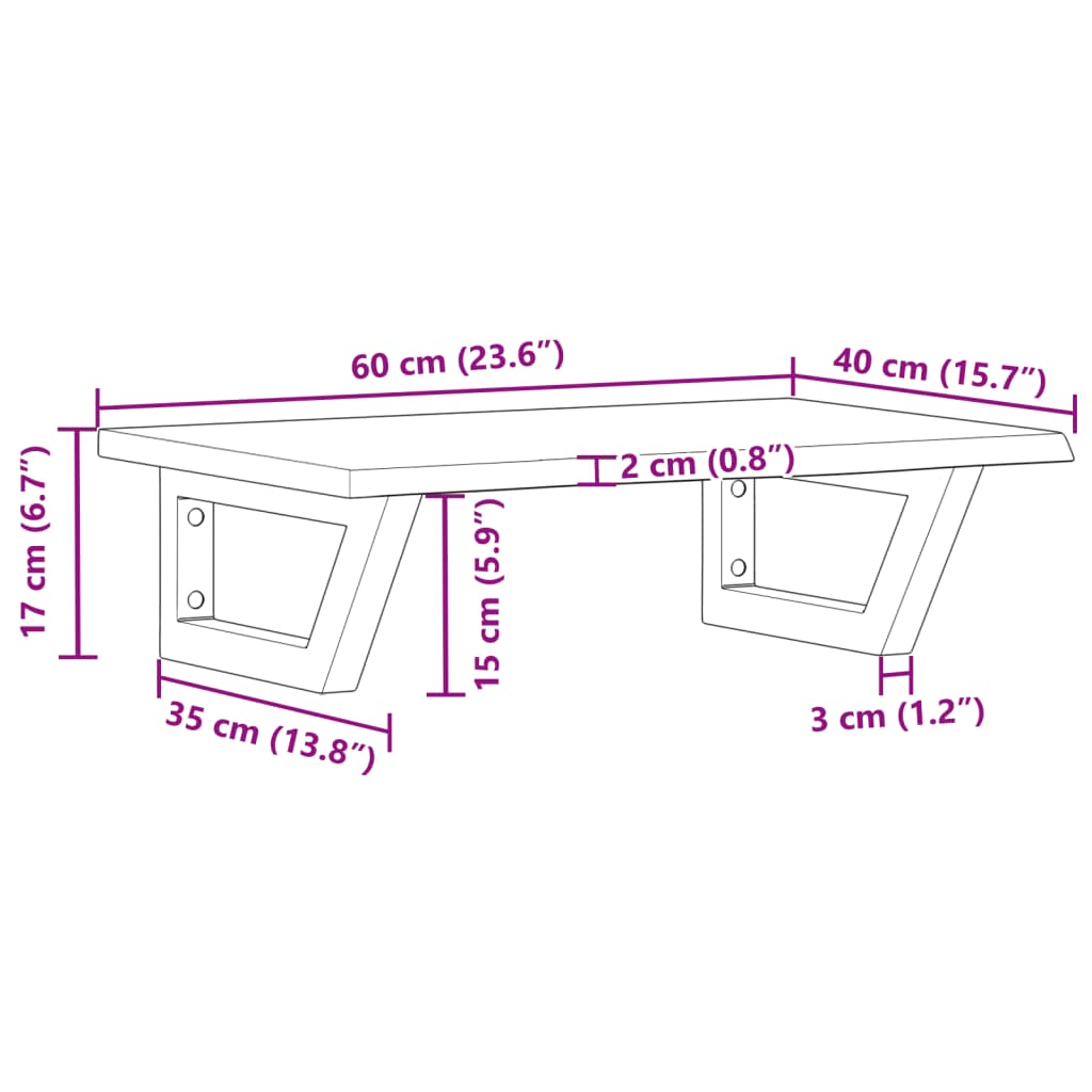 vidaXL Basin Shelf Wall Mounted Steel and Solid Wood Oak