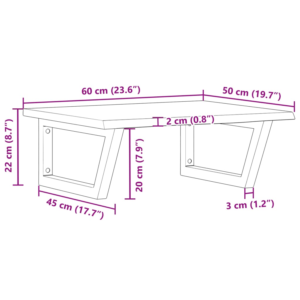 vidaXL Basin Shelf Wall Mounted Steel and Solid Wood Oak