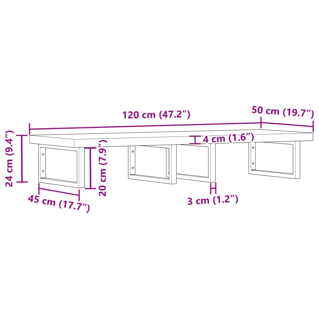 vidaXL Basin Shelf Wall Mounted Steel and Solid Wood Acacia