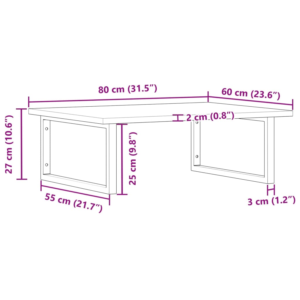 vidaXL Basin Shelf Wall Mounted Steel and Solid Wood Acacia