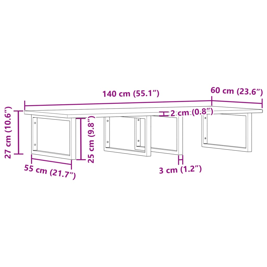 vidaXL Basin Shelf Wall Mounted Steel and Solid Wood Acacia