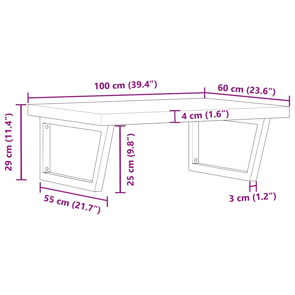 vidaXL Basin Shelf Wall Mounted Steel and Solid Wood Acacia