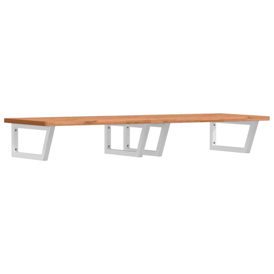 vidaXL Basin Shelf Wall Mounted Steel and Solid Wood Beech