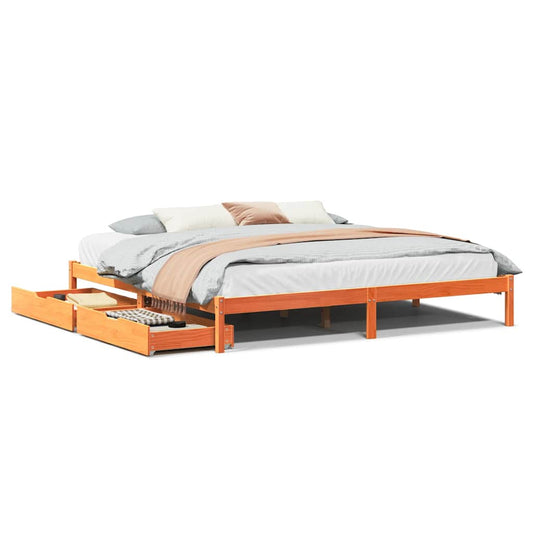 vidaXL Bed Frame without Mattress Wax Brown 200x200 cm Solid Wood Pine