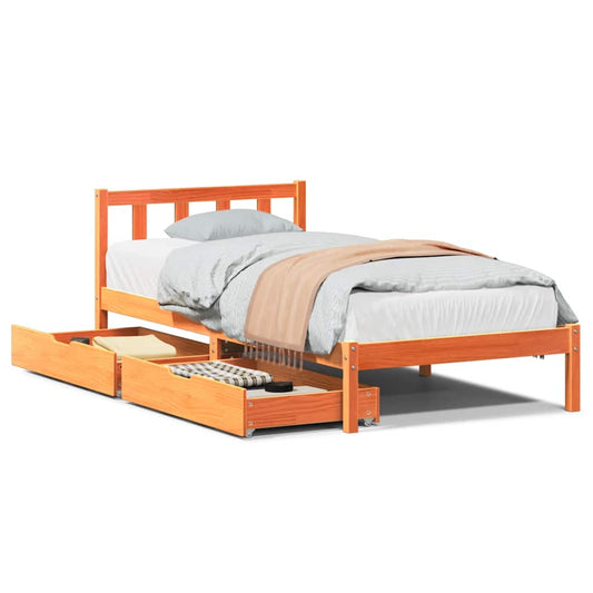 vidaXL Bed Frame without Mattress Wax Brown 100x200 cm Solid Wood Pine