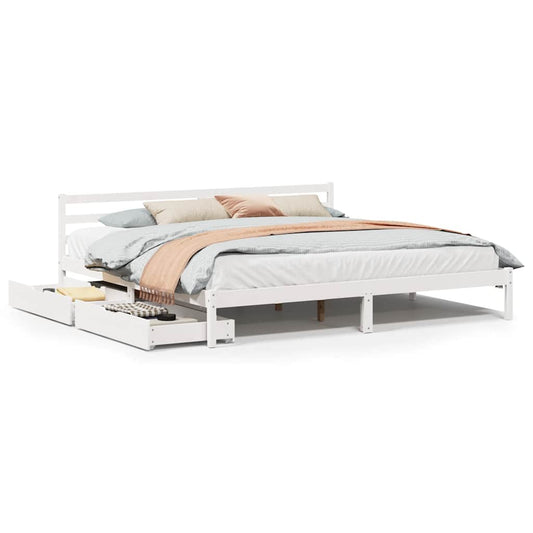 vidaXL Bed Frame without Mattress White 200x200 cm Solid Wood Pine