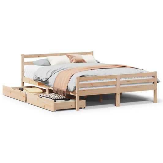 vidaXL Bed Frame without Mattress 135x190 cm Double Solid Wood Pine