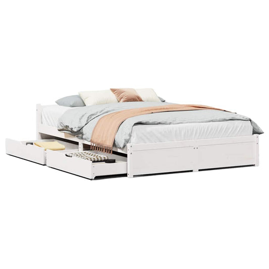 vidaXL Bed Frame without Mattress White 135x190 cm Double Solid Wood Pine