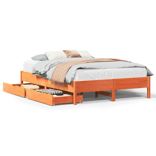 vidaXL Bed Frame without Mattress Wax Brown 120x190 cm Small Double Solid Wood Pine