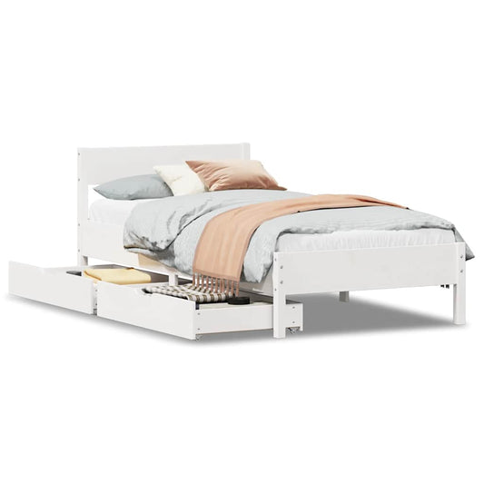 vidaXL Bed Frame without Mattress White 100x200 cm Solid Wood Pine