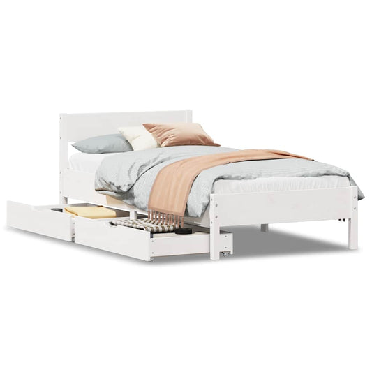 vidaXL Bed Frame without Mattress White 75x190 cm Small Single Solid Wood Pine
