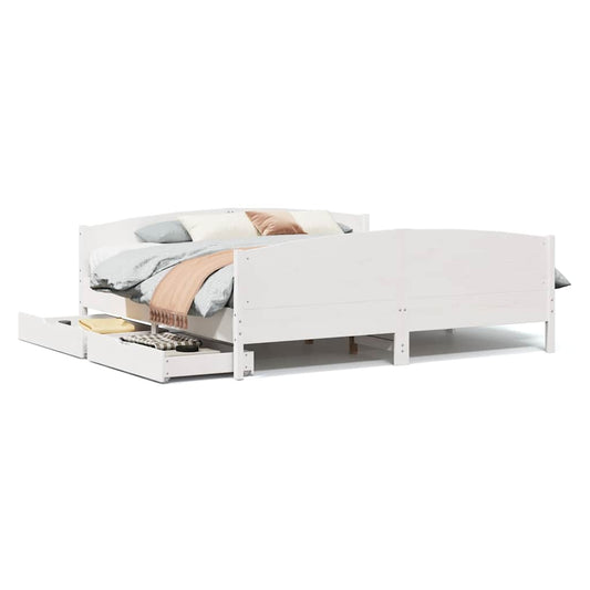 vidaXL Bed Frame without Mattress White 200x200 cm Solid Wood Pine