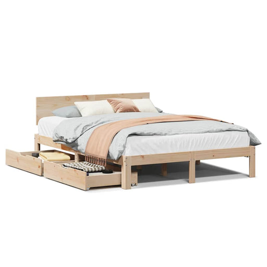 vidaXL Bed Frame with Drawers without Mattress 120x190 cm