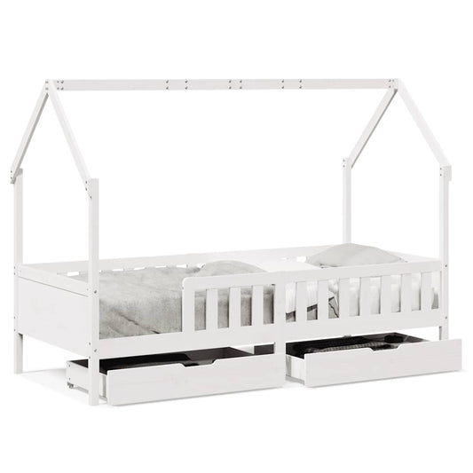 vidaXL Kids Bed Frame with Drawers without Mattress 90x200 cm Solid Wood