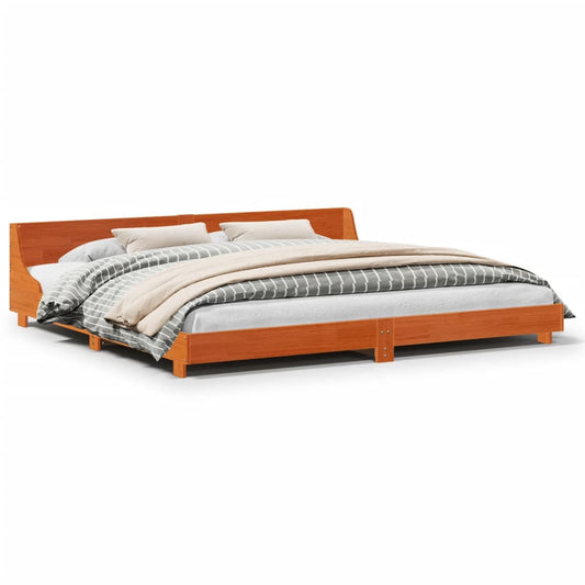 vidaXL Bed Frame without Mattress Wax Brown 200x200 cm Solid Wood Pine