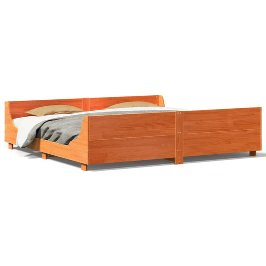 vidaXL Bed Frame without Mattress Wax Brown 200x200 cm Solid Wood Pine