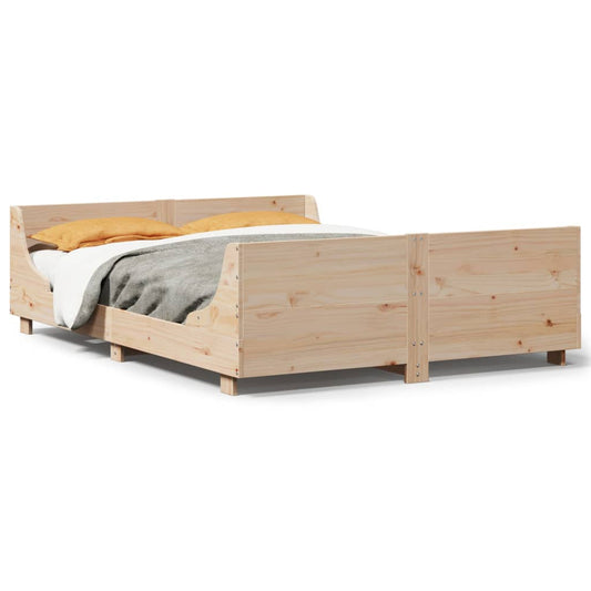vidaXL Bed Frame without Mattress 150x200 cm King Size Solid Wood Pine