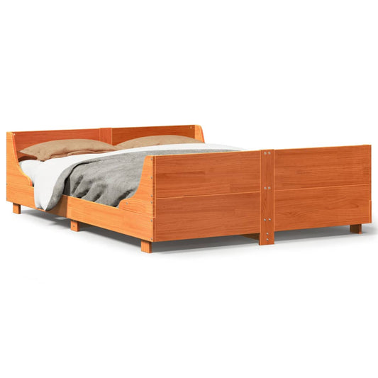 vidaXL Bed Frame without Mattress Wax Brown 150x200 cm King Size Solid Wood Pine