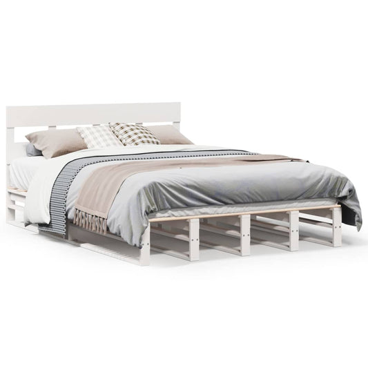vidaXL Bed Frame without Mattress White 140x200 cm Solid Wood Pine