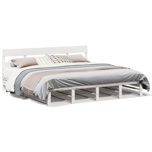 vidaXL Bed Frame without Mattress White 200x200 cm Solid Wood Pine