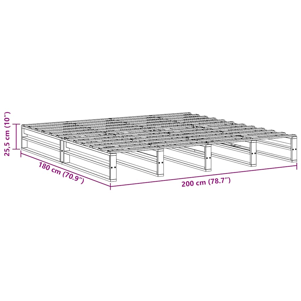 vidaXL Bed Frame without Mattress White 180x200 cm Super King Solid Wood Pine