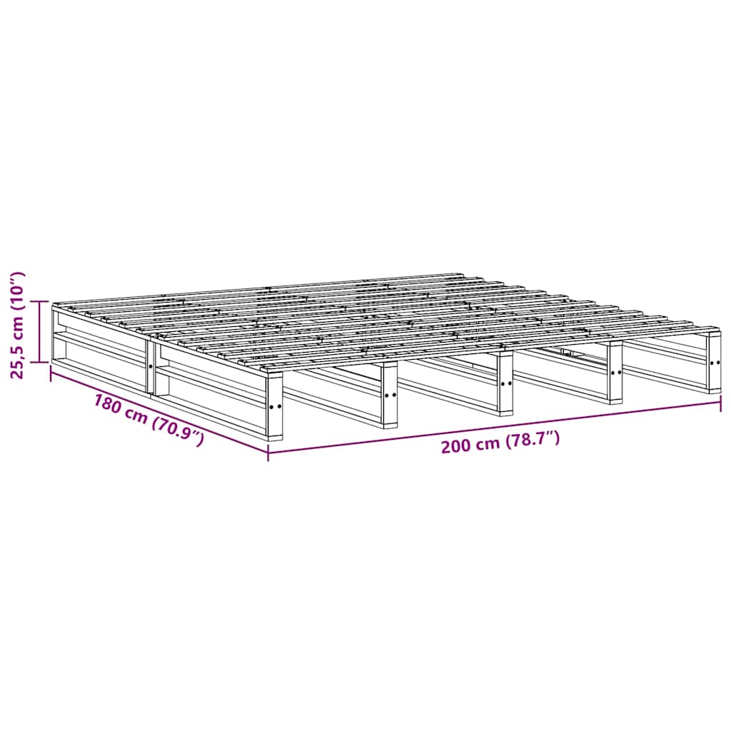 vidaXL Bed Frame without Mattress White 200x200 cm Solid Wood Pine