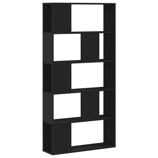 vidaXL Bookcase 5-Tier Black 80,5x23,5x162,5 cm Engineered Wood