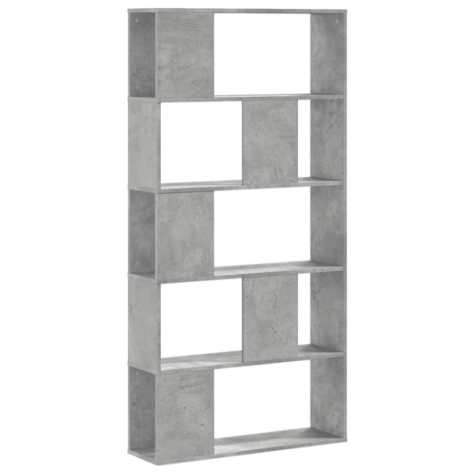 vidaXL Bookcase 5-Tier Concrete Grey 80,5x23,5x162,5 cm Engineered Wood