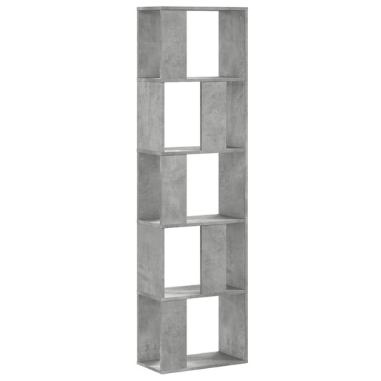 vidaXL Bookcase 5-Tier Concrete Grey 45x23,5x162,5 cm Engineered Wood