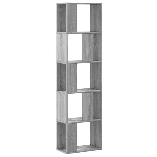 vidaXL Bookcase 5-Tier Grey Sonoma 45x23,5x162,5 cm Engineered Wood