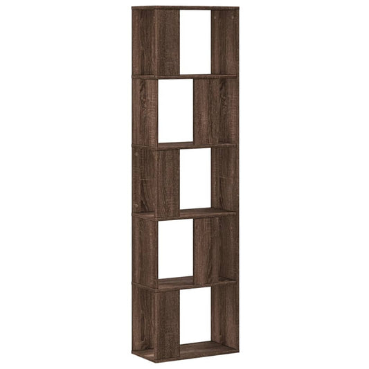 vidaXL Bookcase 5-Tier Brown Oak 45x23,5x162,5 cm Engineered Wood