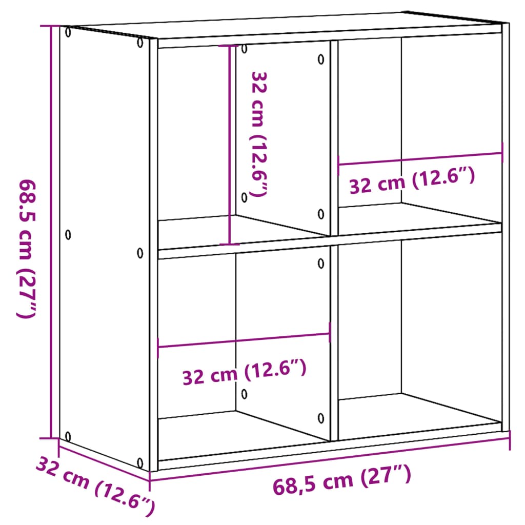 vidaXL Bookcase Old Wood 68,5x32x68,5 cm Engineered Wood