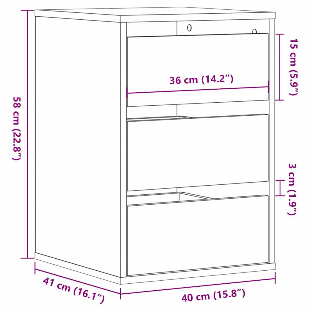 vidaXL Corner Chest of Drawers Smoked Oak 40x41x58 cm Engineered Wood
