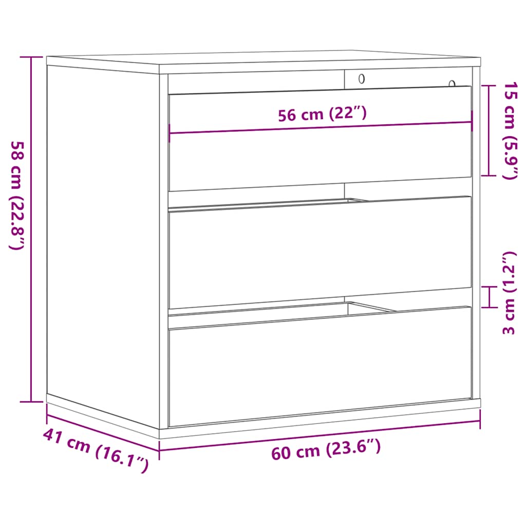 vidaXL Corner Chest of Drawers White 60x41x58 cm Engineered Wood
