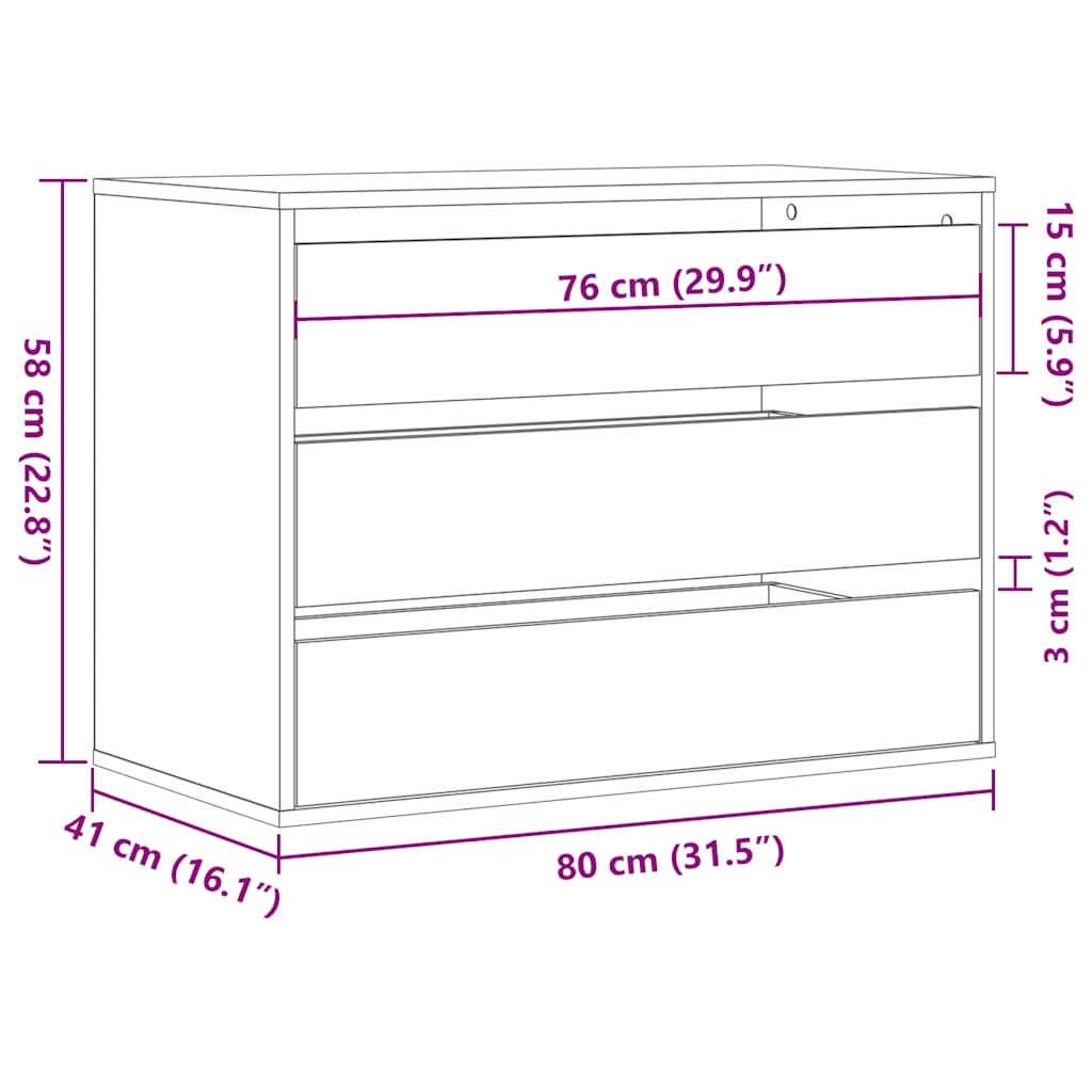 vidaXL Corner Chest of Drawers White 80x41x58 cm Engineered Wood