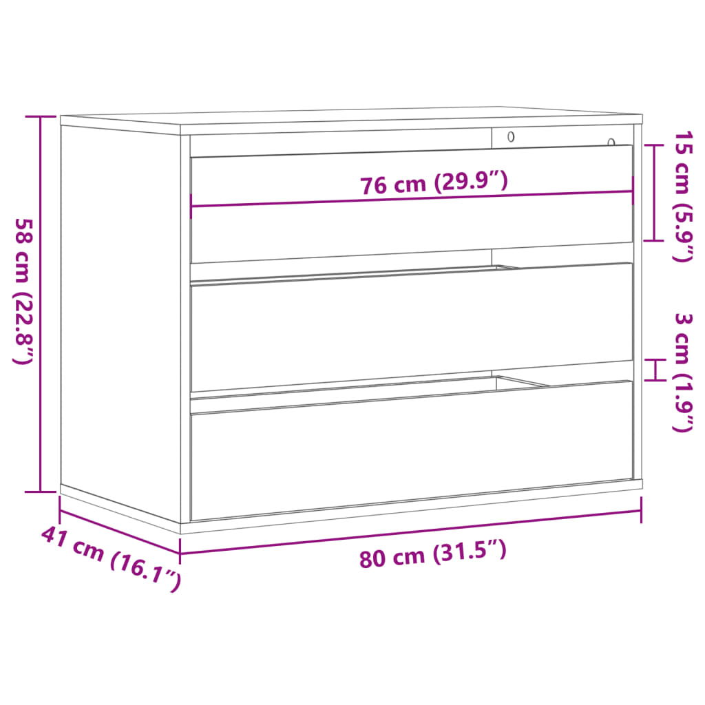 vidaXL Corner Chest of Drawers Old Wood 80x41x58 cm Engineered Wood