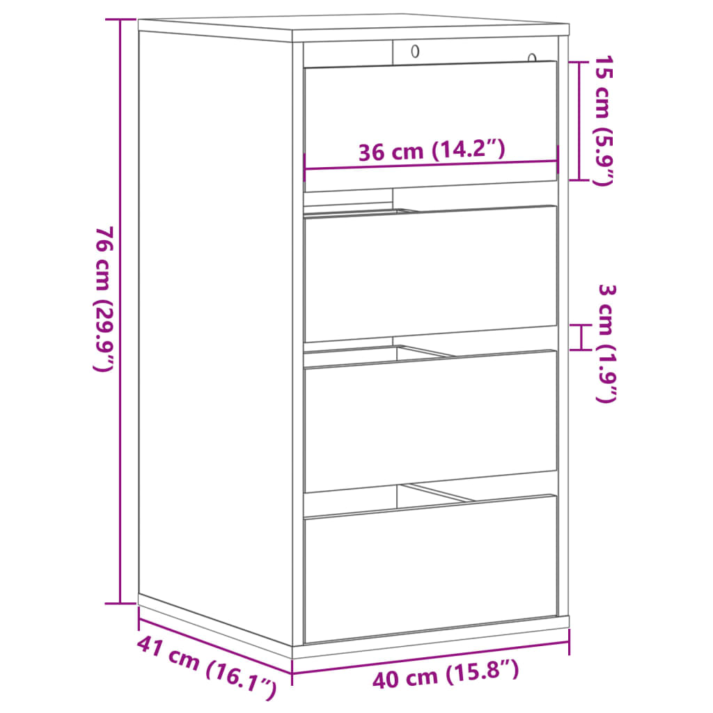 vidaXL Corner Chest of Drawers Old Wood 40x41x76 cm Engineered Wood