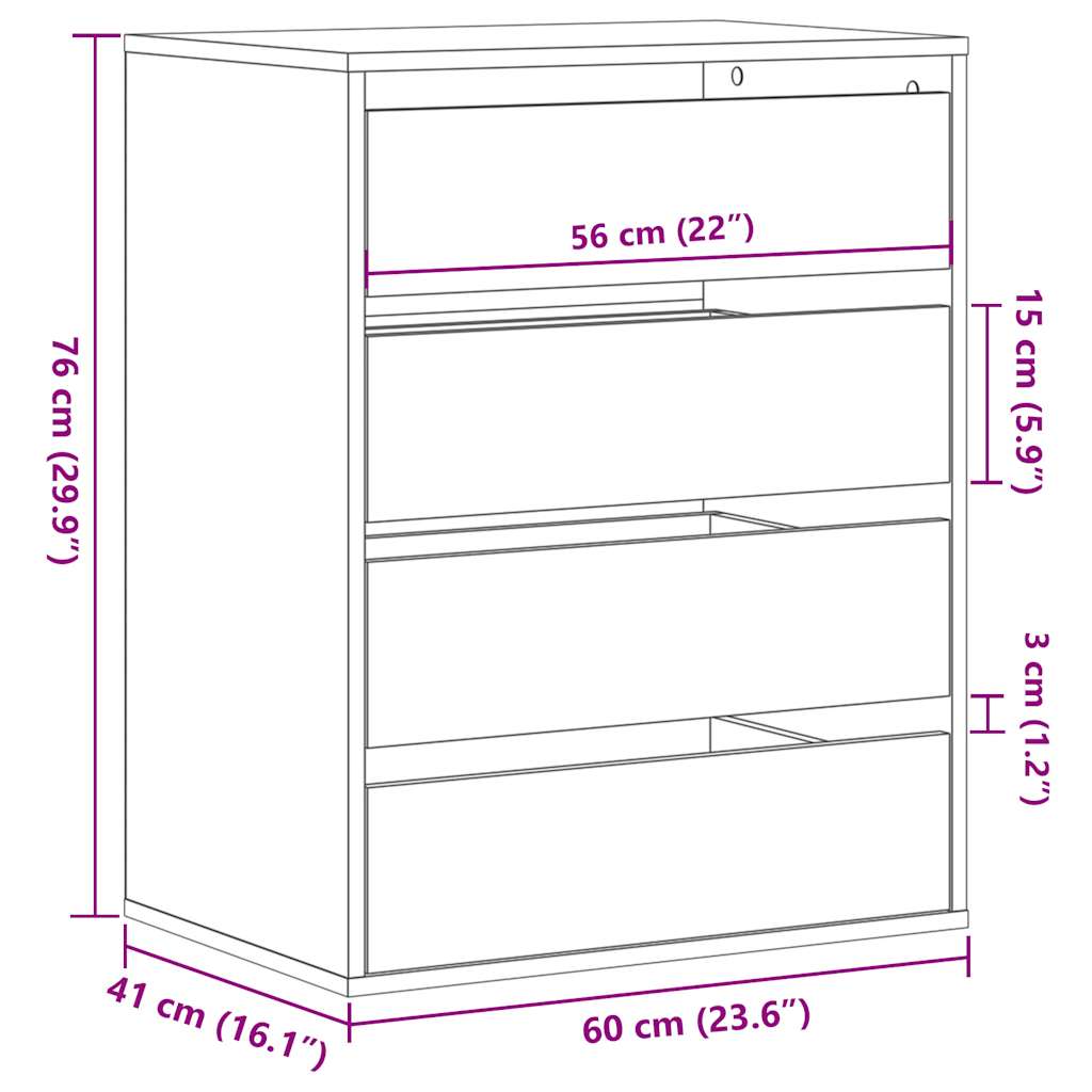 vidaXL Corner Chest of Drawers Sonoma Oak 60x41x76 cm Engineered Wood