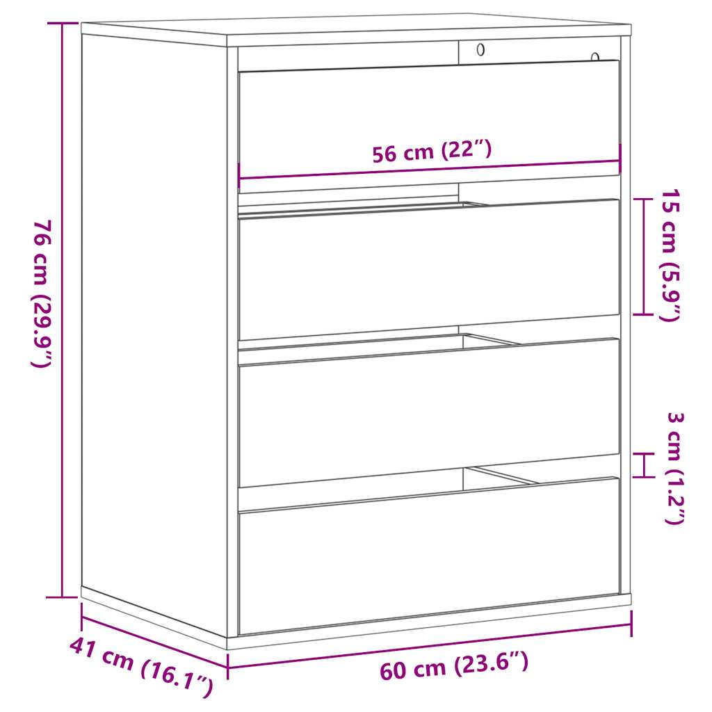 vidaXL Corner Chest of Drawers Smoked Oak 60x41x76 cm Engineered Wood