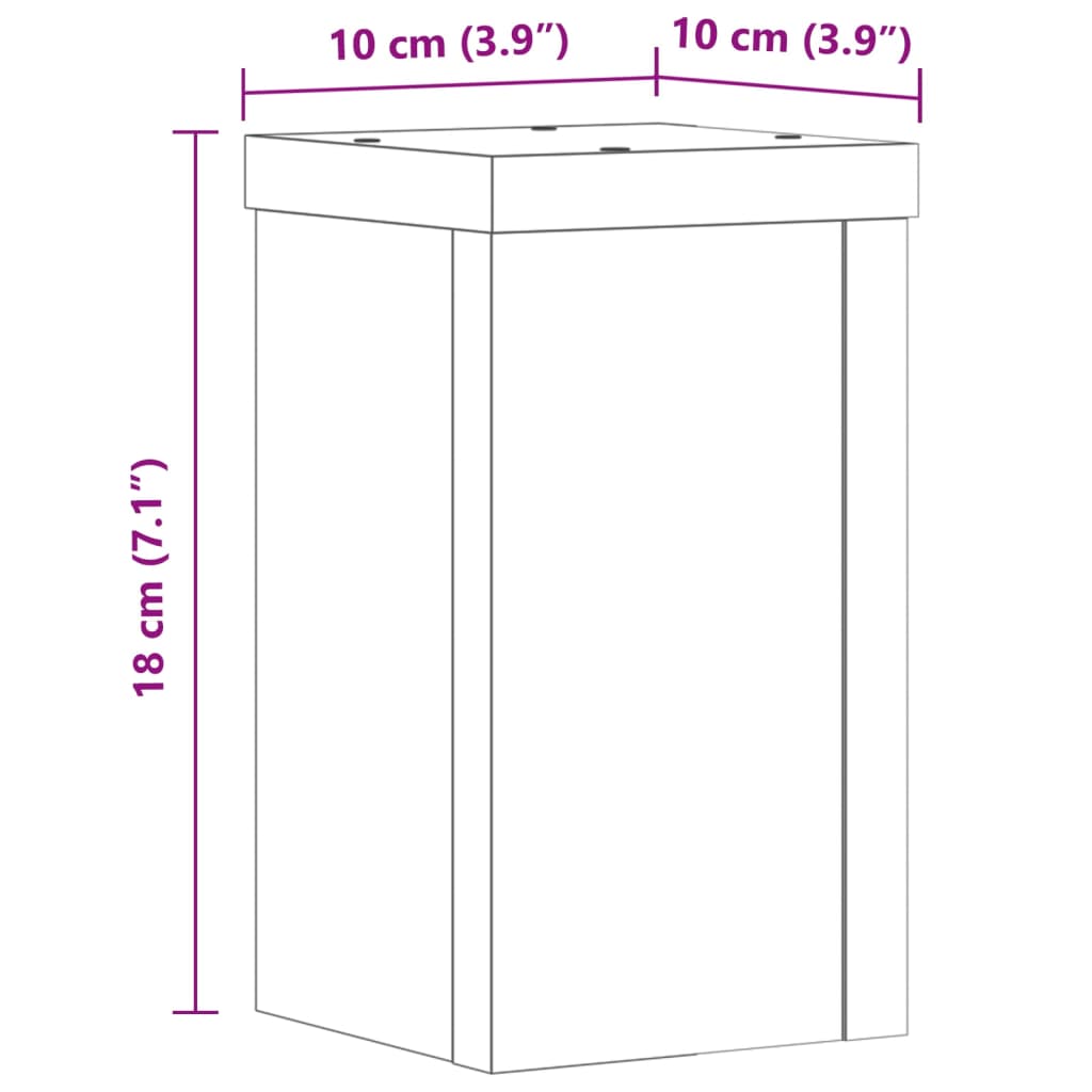 vidaXL Plant Stand 2 pcs Black 10 x 10 x 18 cm Engineered Wood