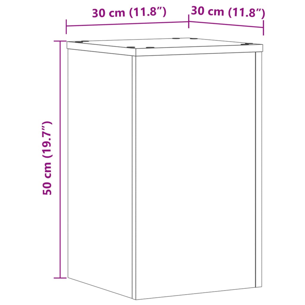 vidaXL Plant Stand 2 pcs Brown Oak 30 x 30 x 50 cm Engineered Wood