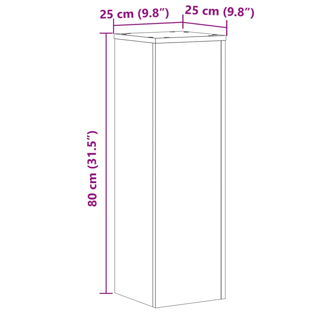vidaXL Plant Stand 2 pcs Grey Sonoma 25 x 25 x 80 cm Engineered Wood