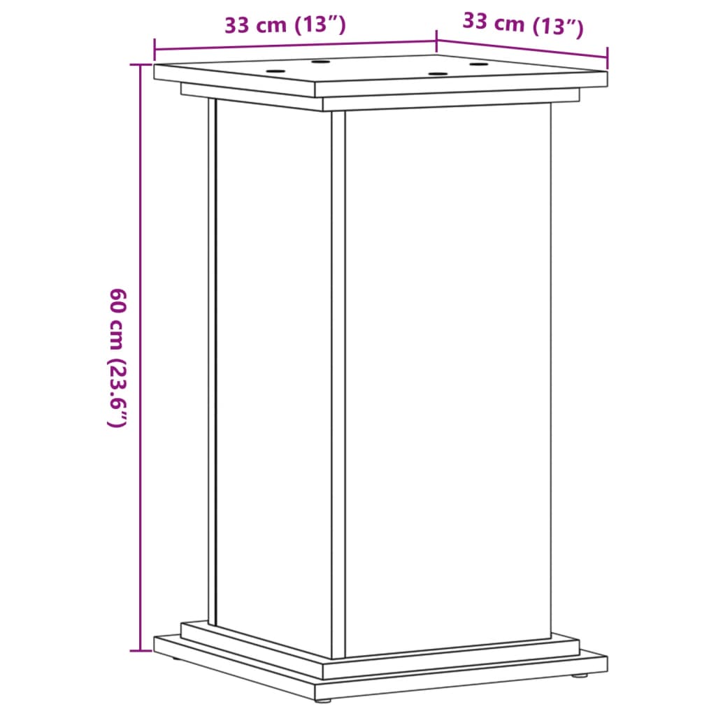 vidaXL Plant Stand Brown Oak 33 x 33 x 60 cm Engineered wood