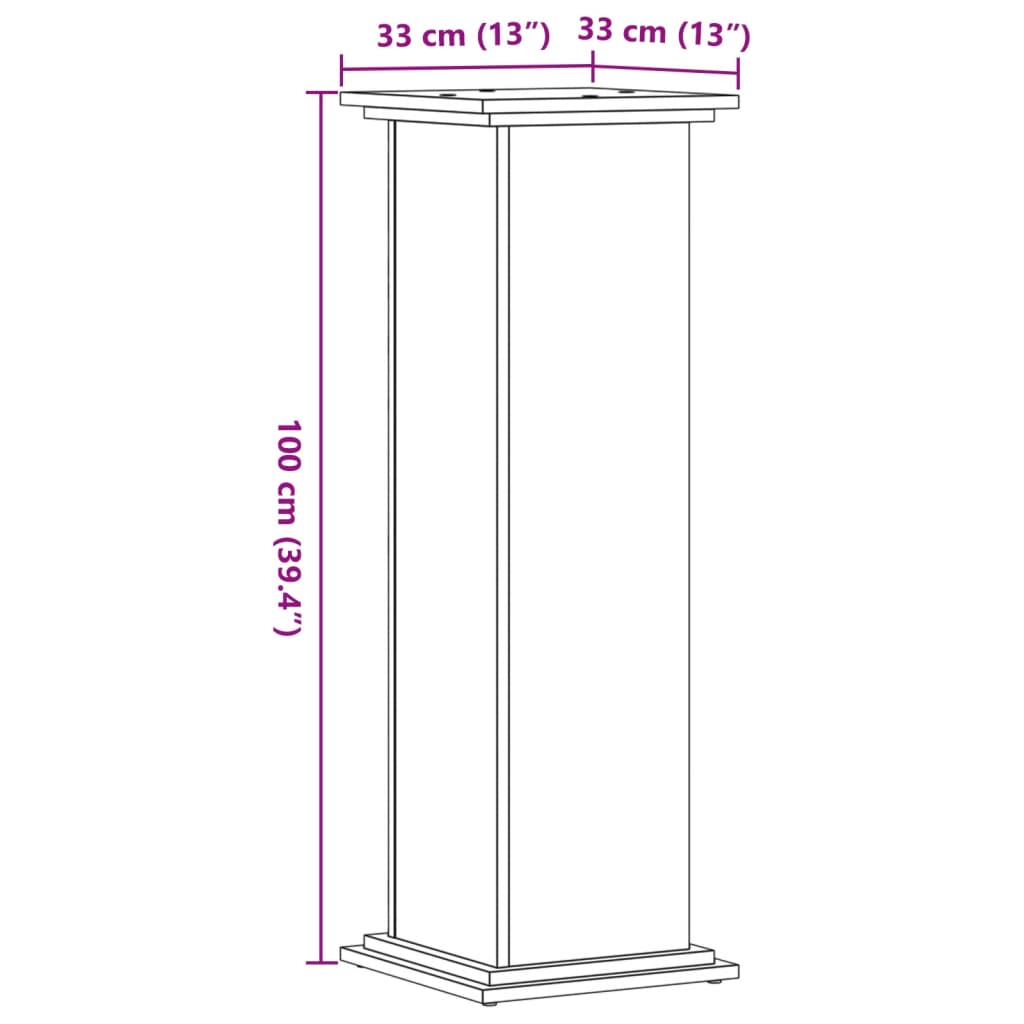 vidaXL Plant Stand Grey Sonoma 33 x 33 x 100 cm Engineered wood